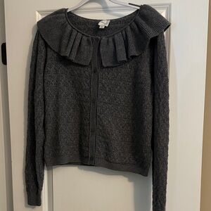 Maeve Charcoal Ruffled Cardigan from Anthropologie